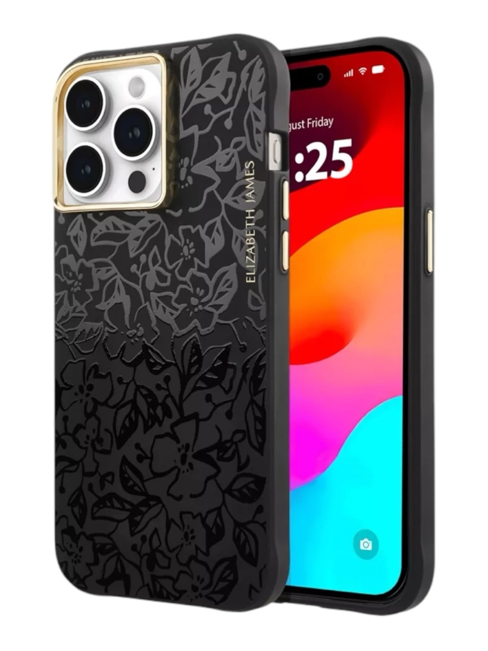 Elizabeth James Case with MagSafe for iPhone 15 Pro - Black Floral